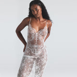 ULTRA FINE LACE LOW BACK LONG DRESS | MARBLE