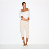 COTTON FLEECE LOW RISE CAPRI JOGGER | OATMEAL HEATHER