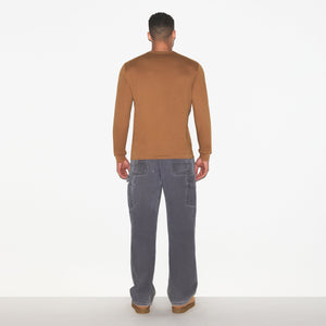 SKIMS COTTON MENS CLASSIC LONG SLEEVE T-SHIRT | RUSSET