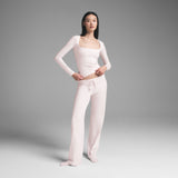 COTTON JERSEY SCOOP NECK LONG SLEEVE TOP | BARELY PINK