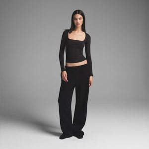 COTTON JERSEY SCOOP NECK LONG SLEEVE TOP | SOOT