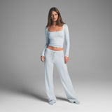 COTTON JERSEY SCOOP NECK LONG SLEEVE TOP | ZEN BLUE