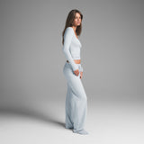 COTTON JERSEY SCOOP NECK LONG SLEEVE TOP | ZEN BLUE
