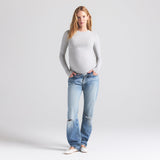 COTTON JERSEY MATERNITY LONG SLEEVE T-SHIRT | LIGHT HEATHER GREY
