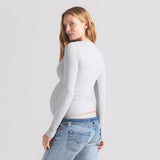 COTTON JERSEY MATERNITY LONG SLEEVE T-SHIRT | LIGHT HEATHER GREY