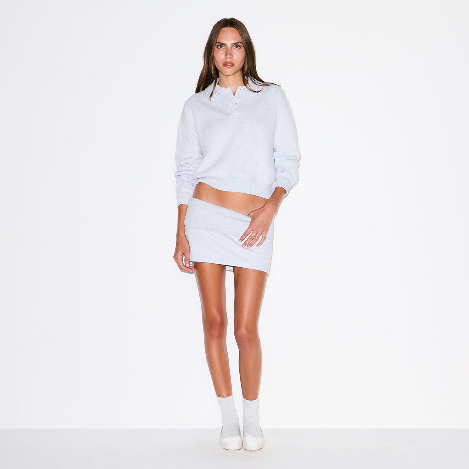 COTTON FLEECE POLO SWEATSHIRT | LIGHT HEATHER GREY