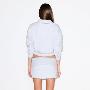 COTTON FLEECE POLO SWEATSHIRT | LIGHT HEATHER GREY