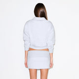 COTTON FLEECE POLO SWEATSHIRT | LIGHT HEATHER GREY