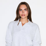COTTON FLEECE POLO SWEATSHIRT | LIGHT HEATHER GREY