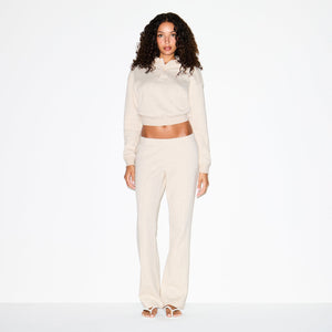 COTTON FLEECE POLO SWEATSHIRT | OATMEAL HEATHER