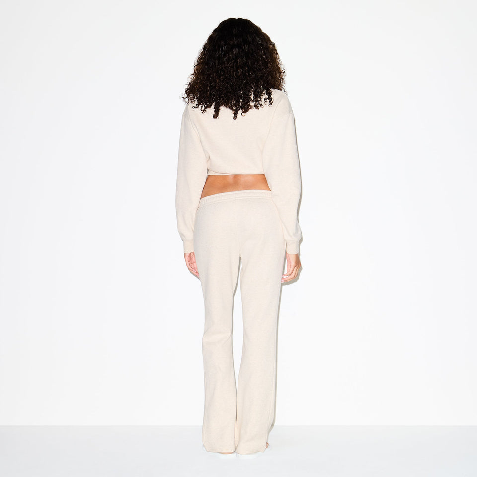COTTON FLEECE POLO SWEATSHIRT | OATMEAL HEATHER