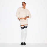 COTTON FLEECE POLO SWEATSHIRT | OATMEAL HEATHER