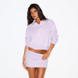 COTTON FLEECE POLO SWEATSHIRT | PURPLE HEATHER