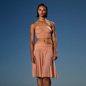 MILKY SHEER MIDI SKIRT | DESERT CLAY