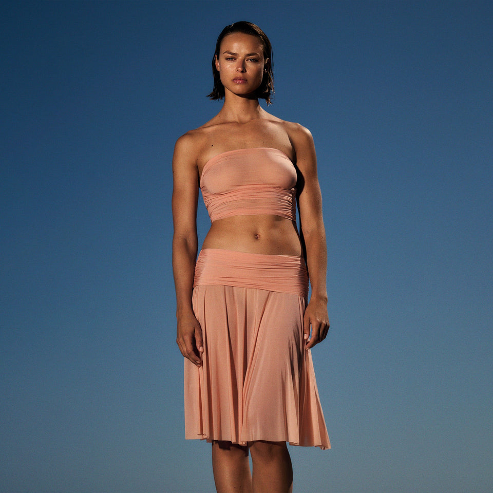 MILKY SHEER MIDI SKIRT | DESERT CLAY