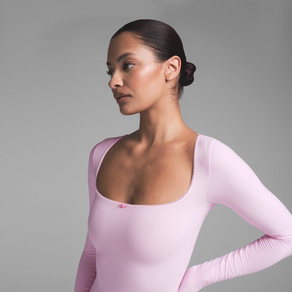 FITS EVERYBODY PICOT LONG SLEEVE ONESIE | CHERRY BLOSSOM TONAL