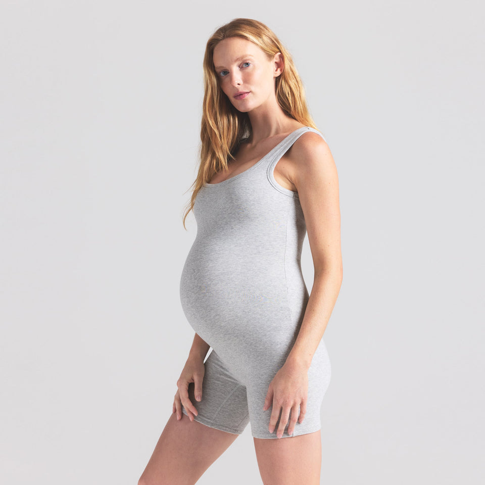 COTTON JERSEY MATERNITY ONESIE | LIGHT HEATHER GREY