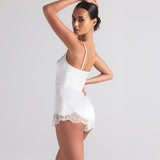 WOVEN SHINE LACE TEDDY | IVORY