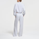 COTTON FLEECE CROPPED HALF ZIP PULLOVER | LIGHT HEATHER GREY
