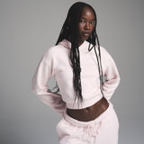 COTTON FLEECE SHRUNKEN HOODIE | BARELY PINK