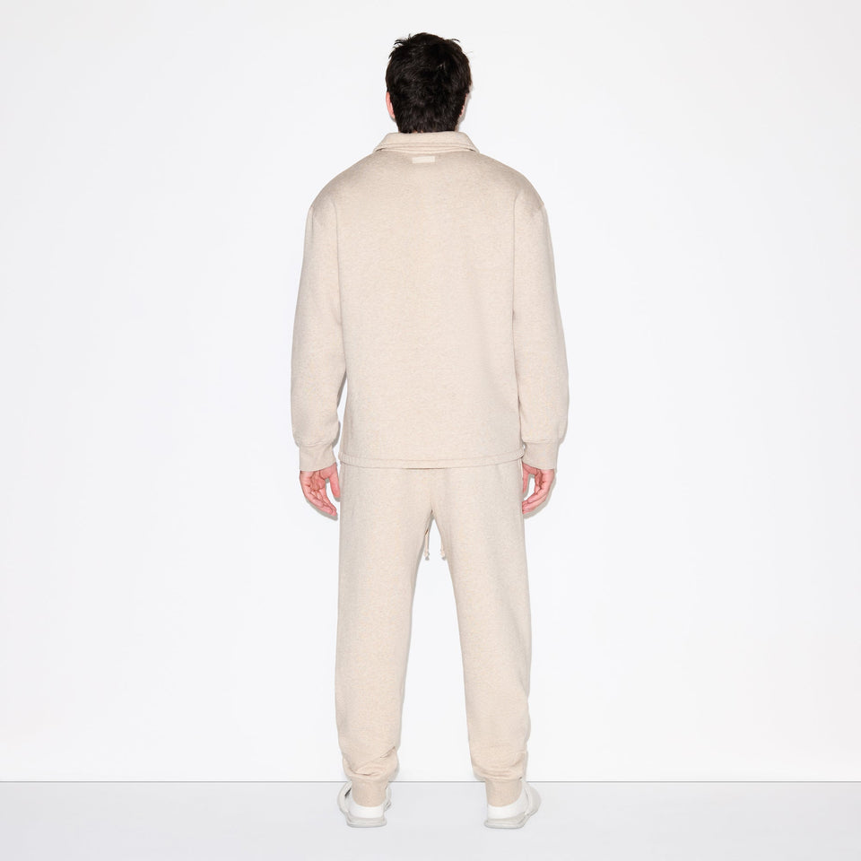 FLEECE LOUNGE MENS RELAXED POLO | DESERT HEATHER GREY