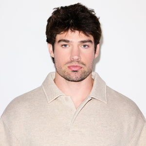 FLEECE LOUNGE MENS RELAXED POLO | DESERT HEATHER GREY