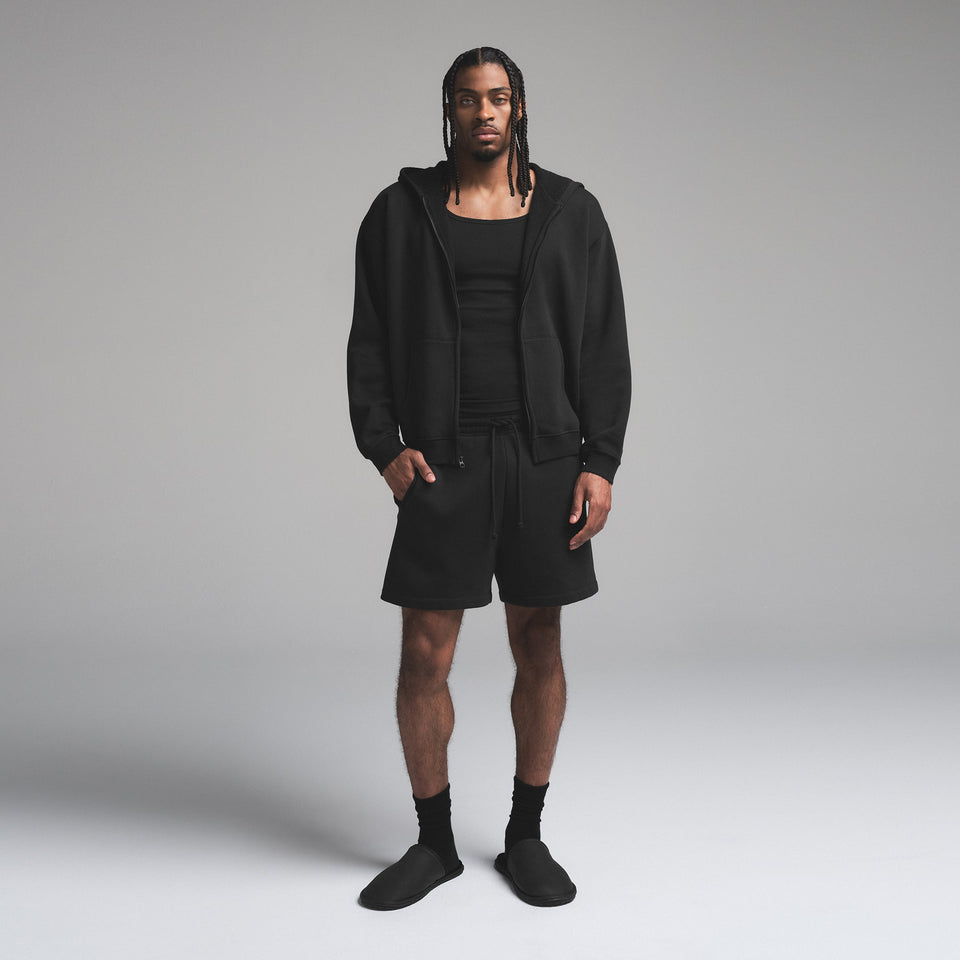 FLEECE LOUNGE MENS RELAXED ZIP UP HOODIE | WASHED ONYX
