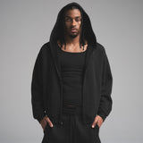 FLEECE LOUNGE MENS RELAXED ZIP UP HOODIE | WASHED ONYX