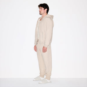 FLEECE LOUNGE MENS RELAXED ZIP UP HOODIE | DESERT HEATHER
