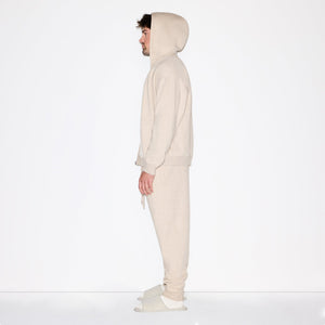 FLEECE LOUNGE MENS RELAXED ZIP UP HOODIE | DESERT HEATHER