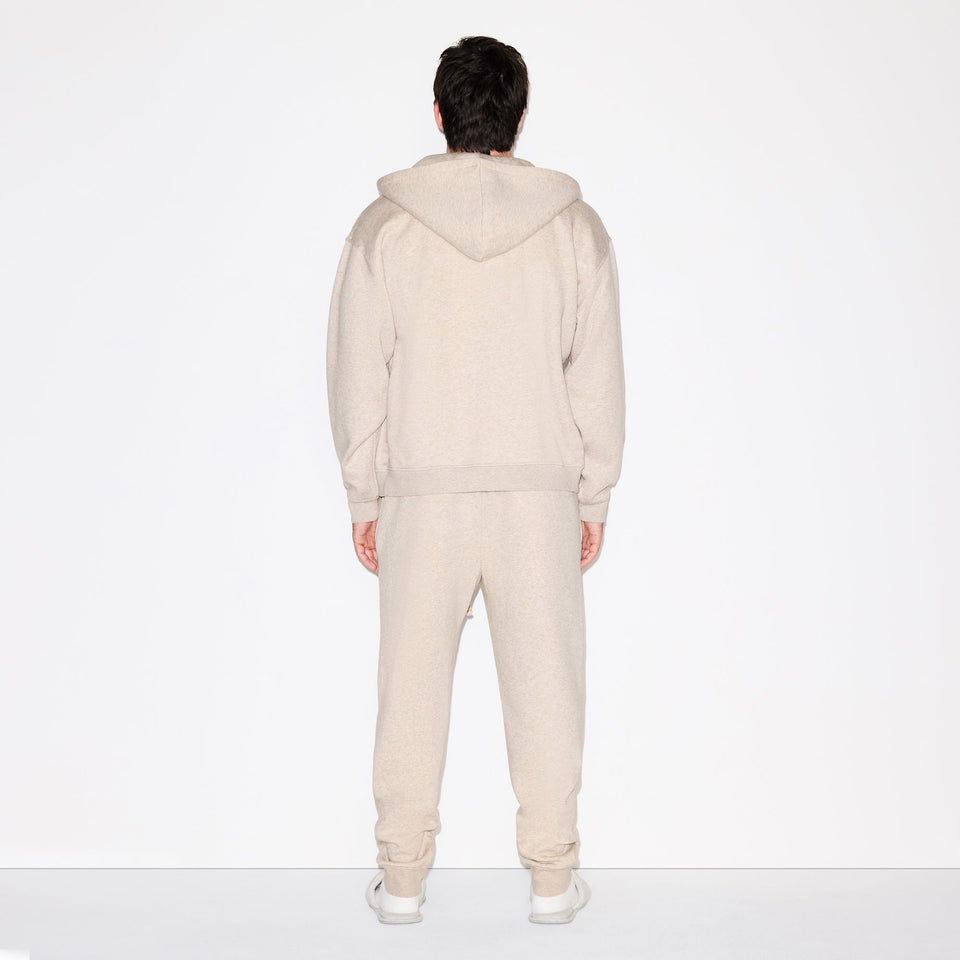 FLEECE LOUNGE MENS RELAXED ZIP UP HOODIE | DESERT HEATHER