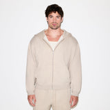 FLEECE LOUNGE MENS RELAXED ZIP UP HOODIE | DESERT HEATHER