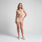 STRETCH LACE BOY SHORT | BUTTER ROSEBUD PRINT