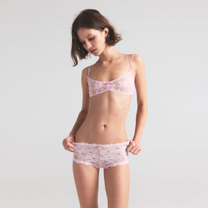 STRETCH LACE BOY SHORT | CHERRY BLOSSOM ROSEBUD PRINT