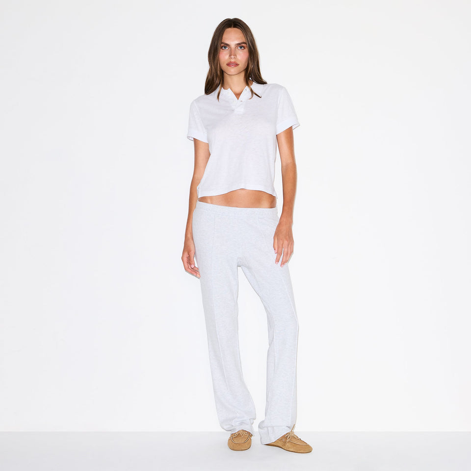 COTTON FLEECE LOW RISE SLIM PANT | LIGHT HEATHER GREY