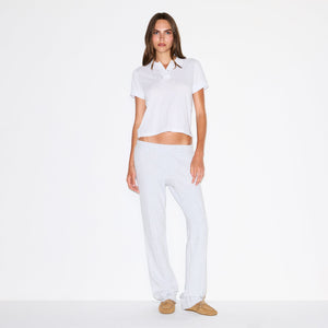 COTTON FLEECE LOW RISE SLIM PANT | LIGHT HEATHER GREY