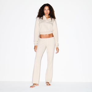COTTON FLEECE LOW RISE SLIM PANT | OATMEAL HEATHER