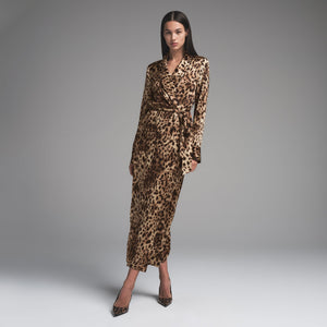DOLCE&GABBANA X SKIMS SILK LONG ROBE | LEOPARD
