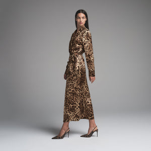 DOLCE&GABBANA X SKIMS SILK LONG ROBE | LEOPARD