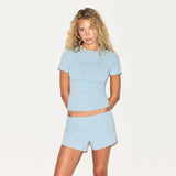 COTTON JERSEY LOOSE SHORT | POWDER BLUE MICRO FLORAL
