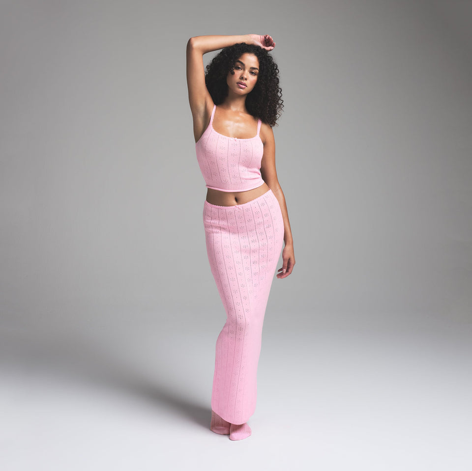 SWEATER POINTELLE LONG SKIRT | BABY PINK