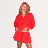 COTTON FLEECE MICRO SKIRT | RUBY