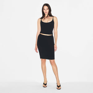 SMOOTH LAYERS MIDI SKIRT | OBSIDIAN