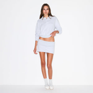 COTTON FLEECE FOLDOVER MINI SKIRT | LIGHT HEATHER GREY