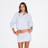 COTTON FLEECE FOLDOVER MINI SKIRT | LIGHT HEATHER GREY