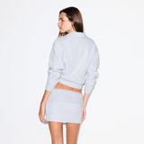 COTTON FLEECE FOLDOVER MINI SKIRT | LIGHT HEATHER GREY