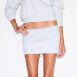 COTTON FLEECE FOLDOVER MINI SKIRT | LIGHT HEATHER GREY
