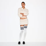 COTTON FLEECE FOLDOVER MINI SKIRT | OATMEAL HEATHER