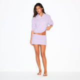 COTTON FLEECE FOLDOVER MINI SKIRT | PURPLE HEATHER