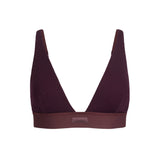 COTTON RIB PLUNGE BRALETTE | CURRANT